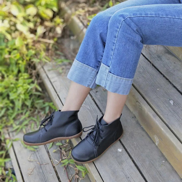 Women's Leather Ankle Boots with Cushioned Insole