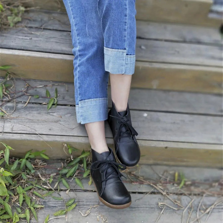 Women's Leather Ankle Boots with Cushioned Insole