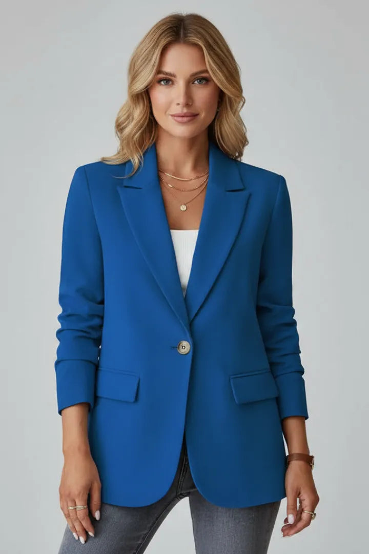Women’s Lightweight Blazer Jacket with Notched Lapel and Single Button