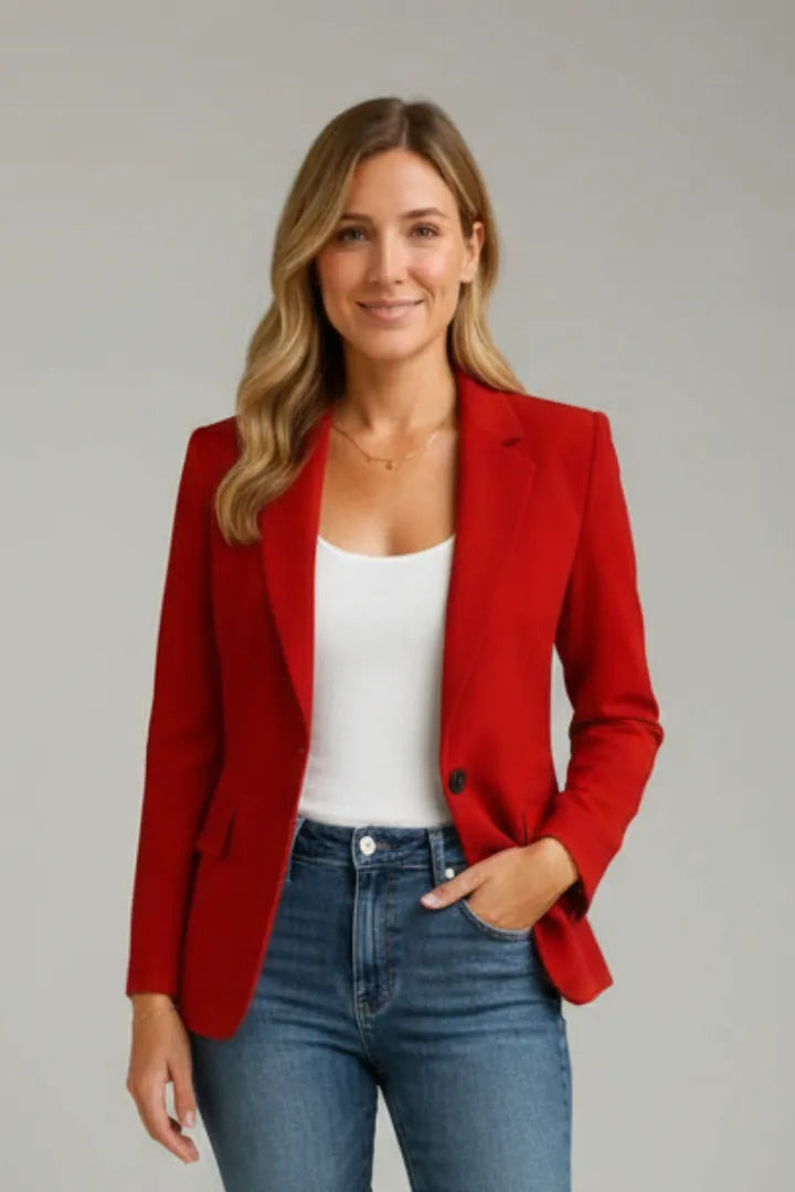 Women’s Lightweight Blazer Jacket with Notched Lapel and Single Button