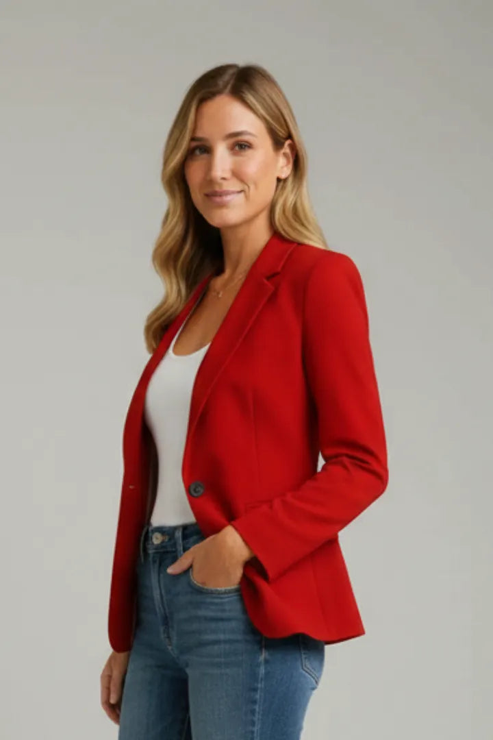 Women’s Lightweight Blazer Jacket with Notched Lapel and Single Button