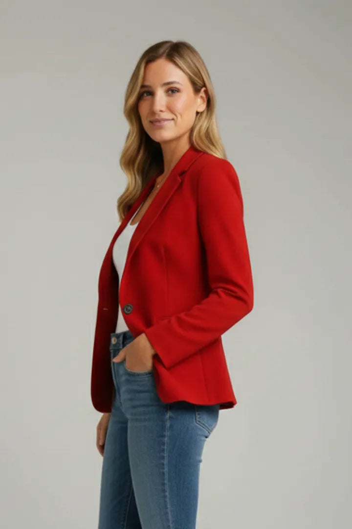 Women’s Lightweight Blazer Jacket with Notched Lapel and Single Button