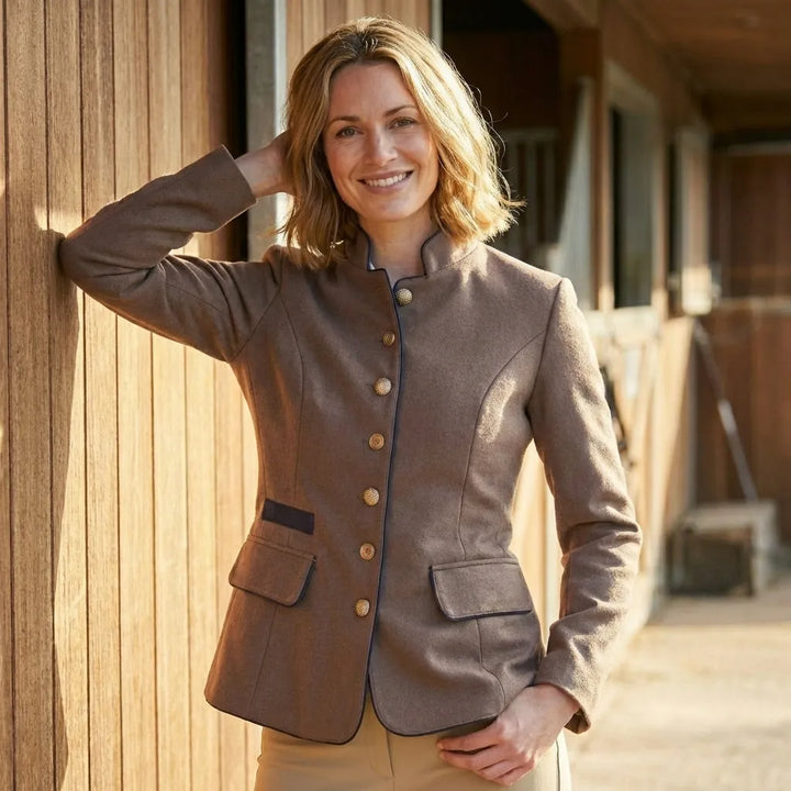 Women's Lightweight Button-Front  Blazer with Stand Collar