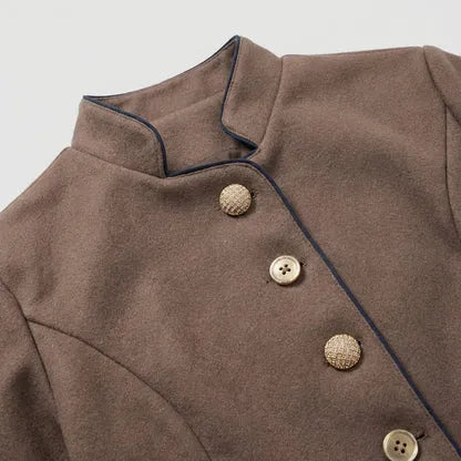 Women's Lightweight Button-Front  Blazer with Stand Collar