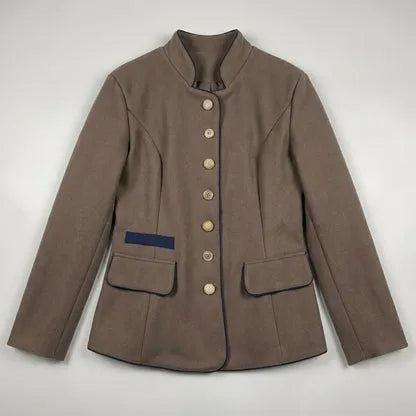Women's Lightweight Button-Front  Blazer with Stand Collar