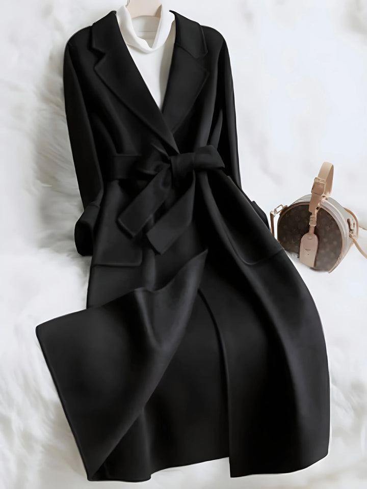 Women's Long Belted Coat with Double Breasted