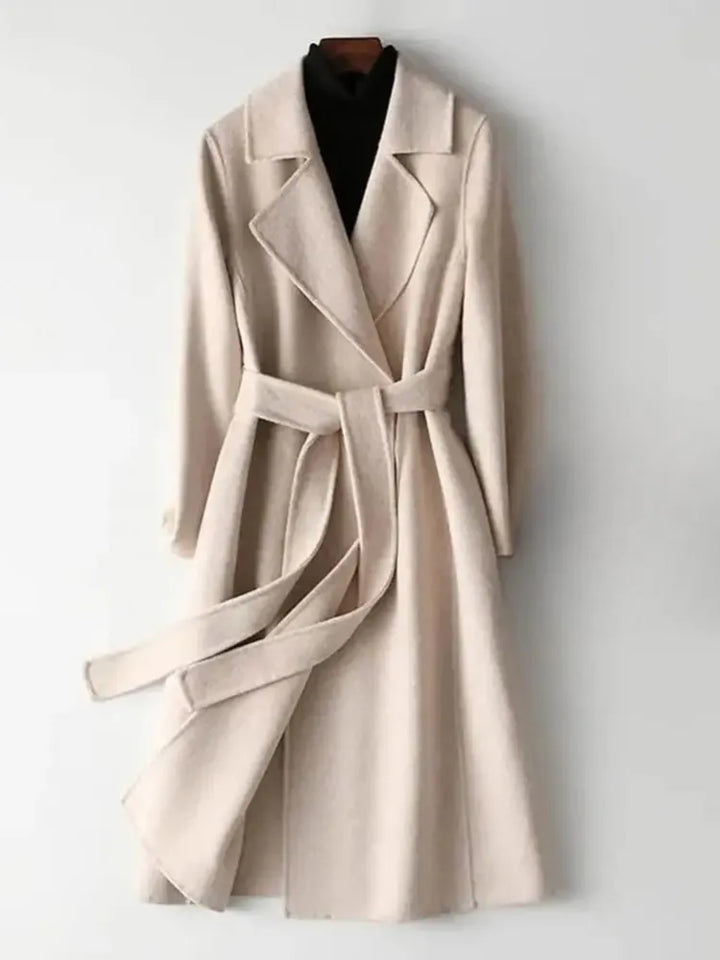 Women's Long Belted Coat with Double Breasted