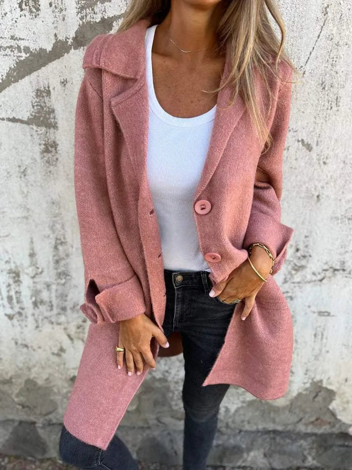 Women's Long Casual Coat with Button Closure