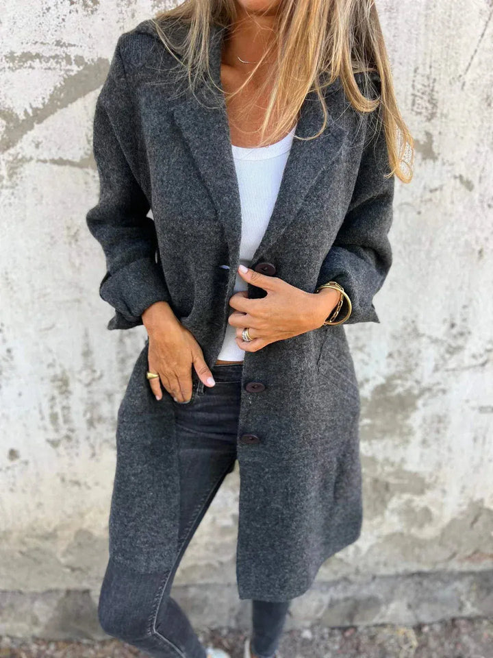Women’s Long Casual Coat with Button Front