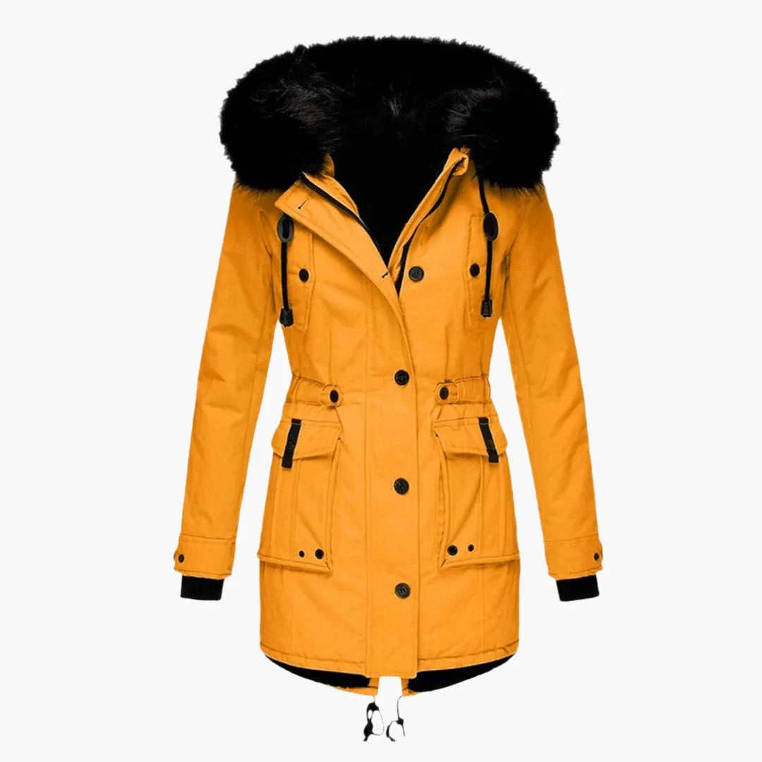 Women's Long Faux Fur Winter Jacket with Hood