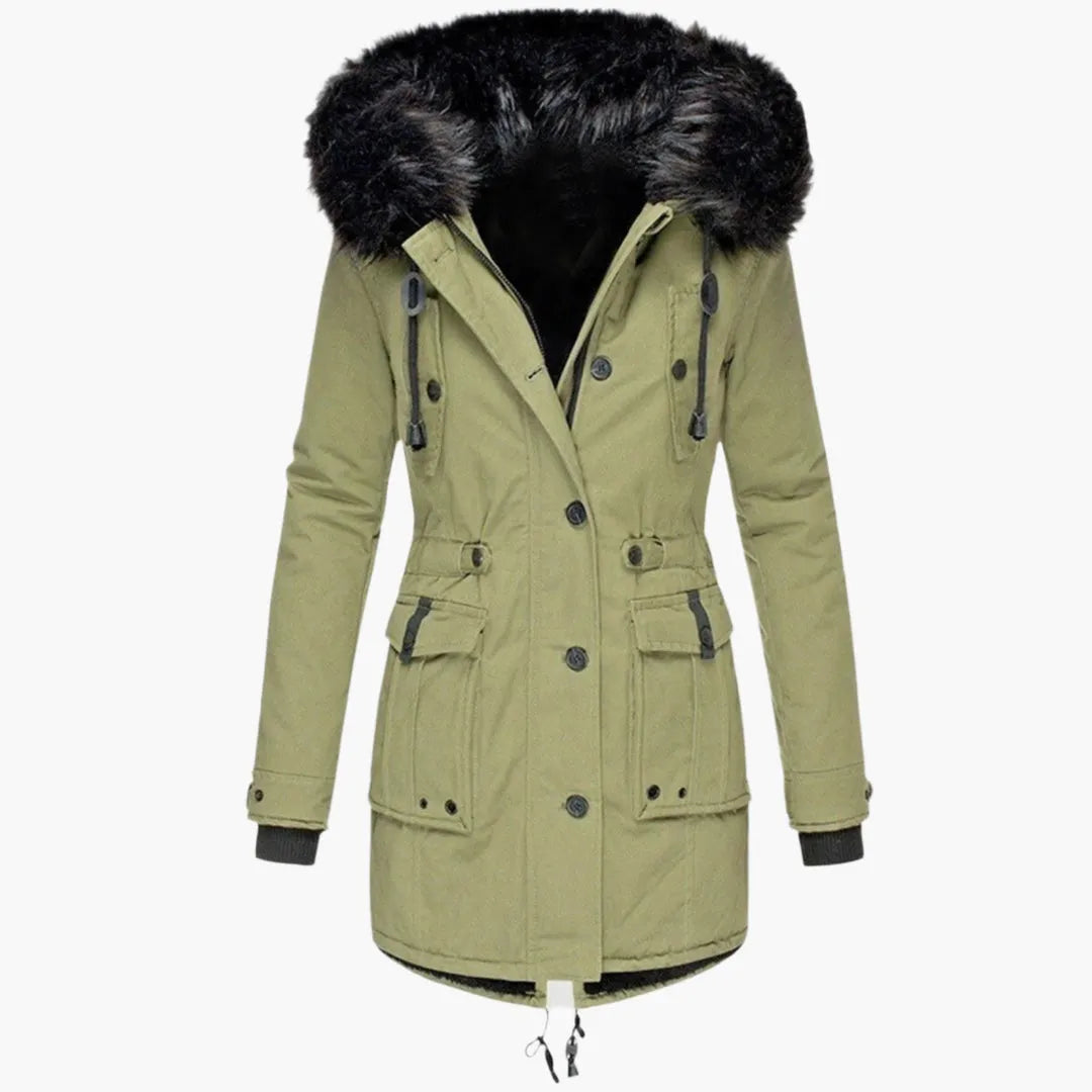 Women's Long Faux Fur Winter Jacket with Hood