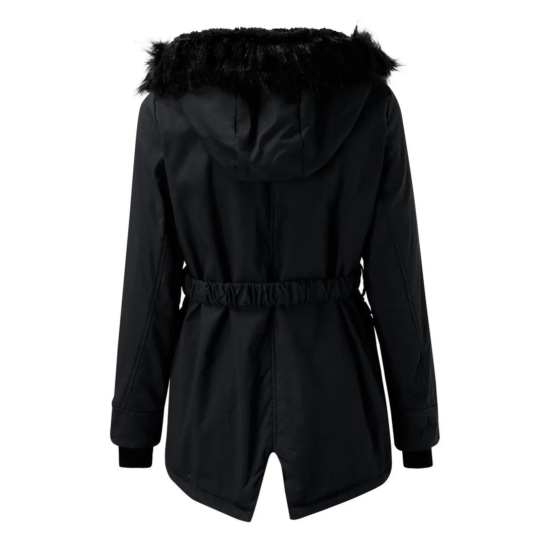 Women's Long Faux Fur Winter Jacket with Hood