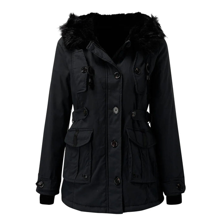 Women's Long Faux Fur Winter Jacket with Hood