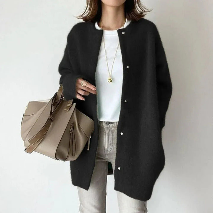 Women's Long Fluffy Jacket with Buttons