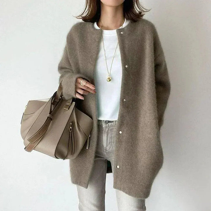 Women's Long Fluffy Jacket with Buttons