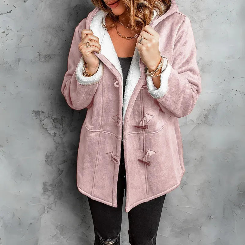 Women's Long Hooded Jacket with Sherpa Lined