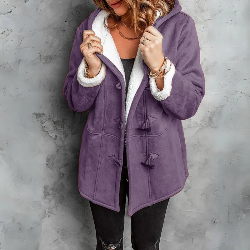Women's Long Hooded Jacket with Sherpa Lined