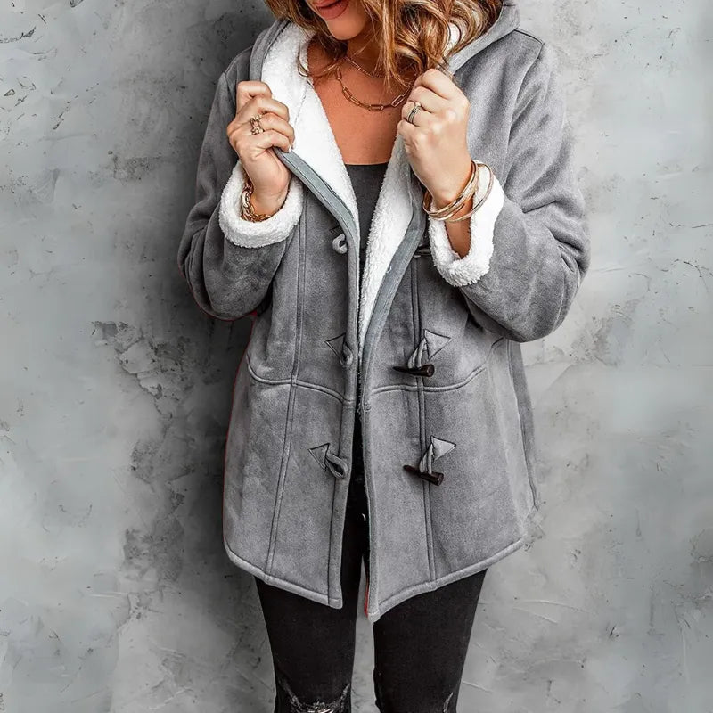Women's Long Hooded Jacket with Sherpa Lined