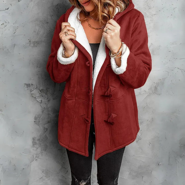 Women's Long Hooded Jacket with Sherpa Lined