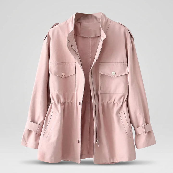 Women's Long Lightweight Jacket with Belted Waist