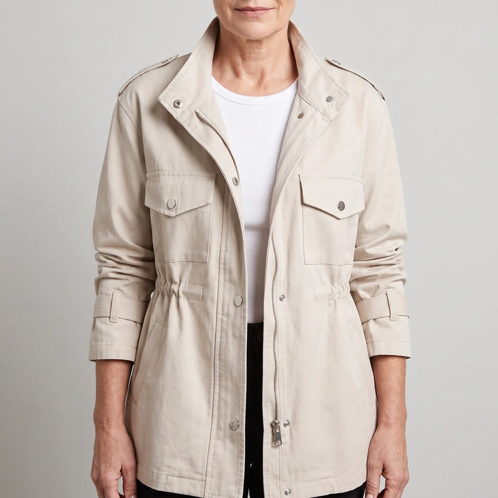 Women's Long Lightweight Jacket with Belted Waist