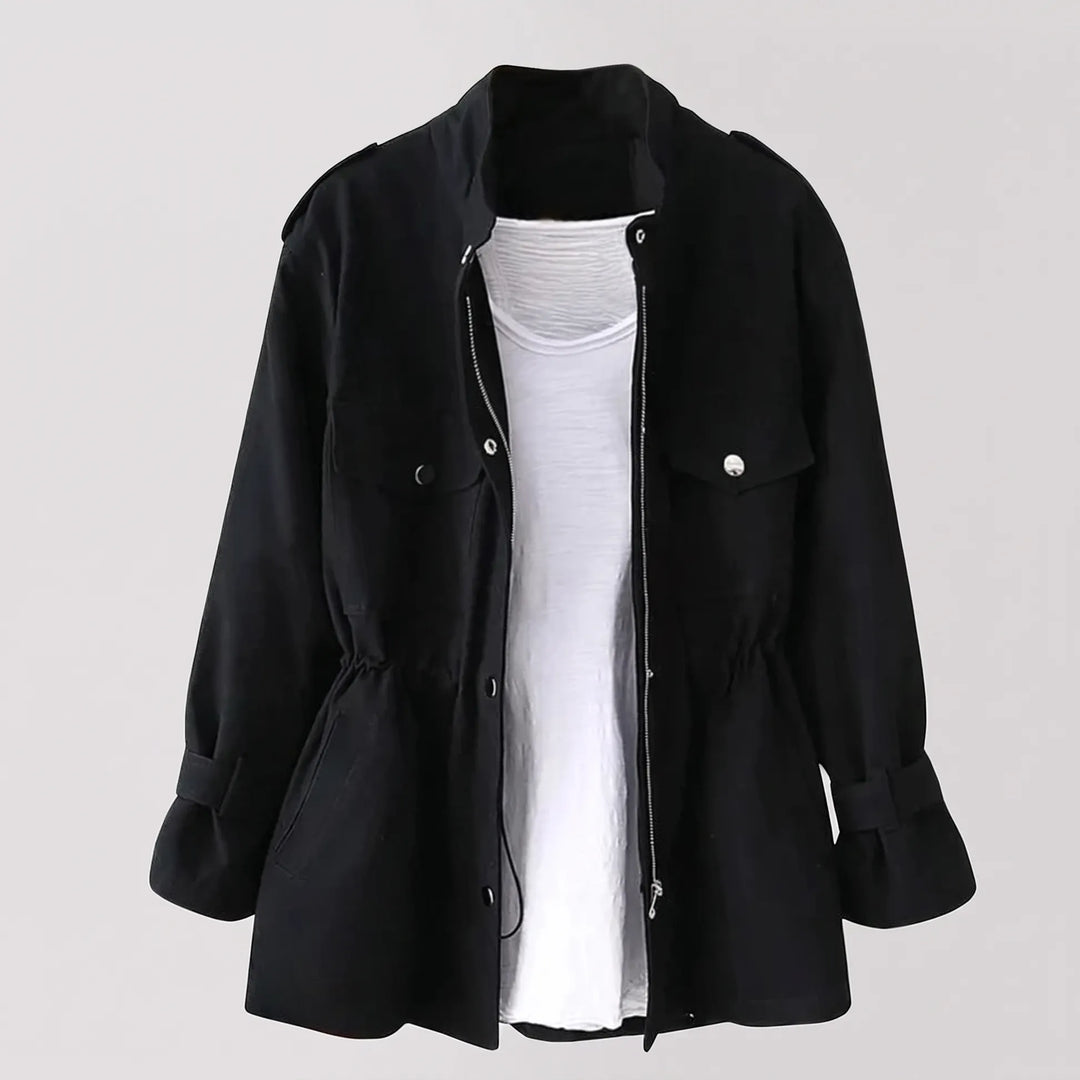 Women's Long Lightweight Jacket with Belted Waist