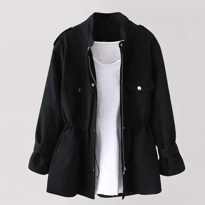 Women's Long Lightweight Jacket with Belted Waist
