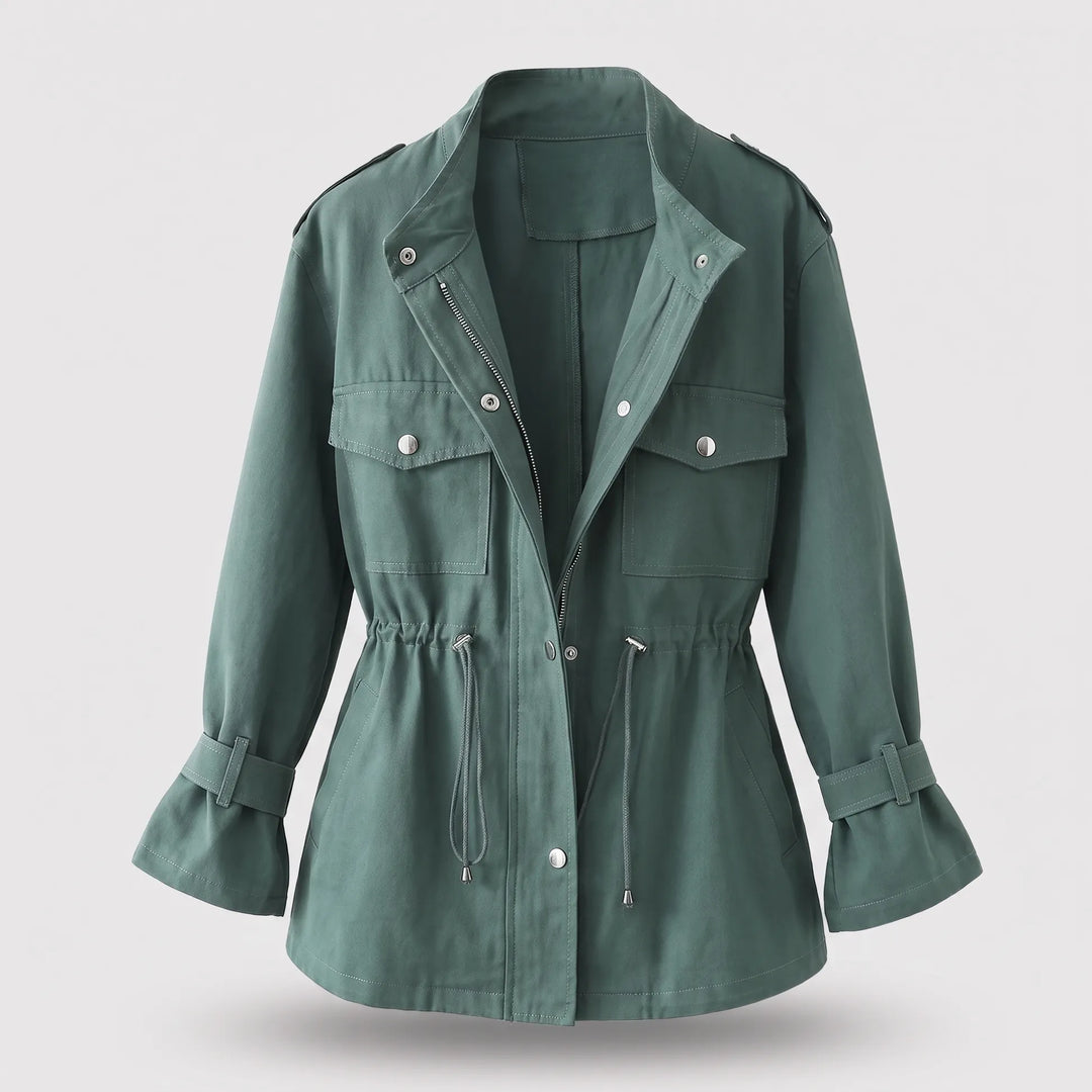Women's Long Lightweight Jacket with Belted Waist