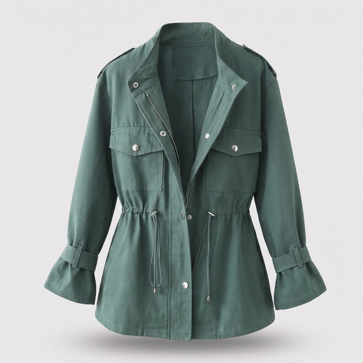 Women's Long Lightweight Jacket with Belted Waist