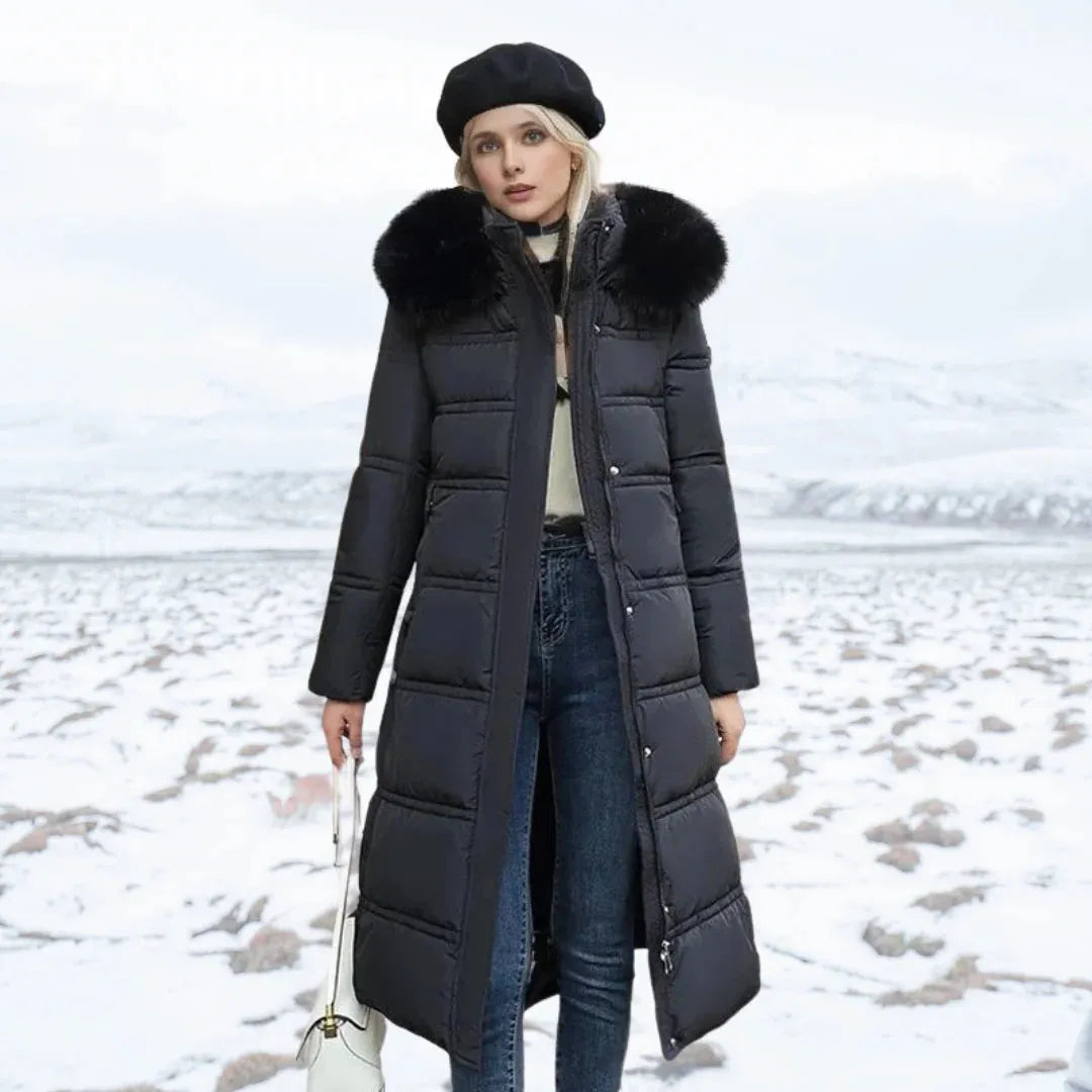 Women's Long Padded Jacket with Waterproof Feature