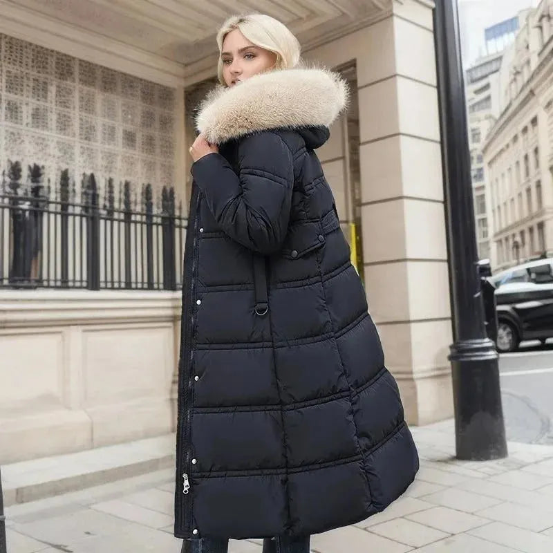 Women's Long Padded Jacket with Waterproof Feature