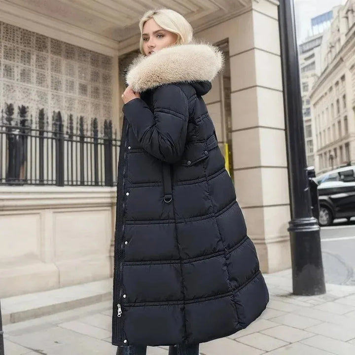 Women's Long Padded Jacket with Waterproof Feature