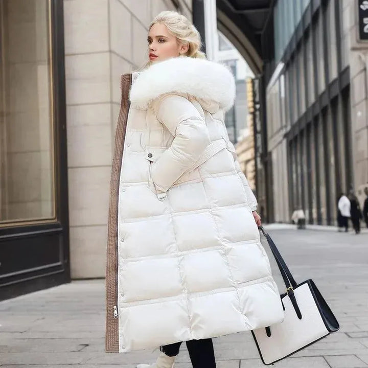 Women's Long Padded Jacket with Waterproof Feature