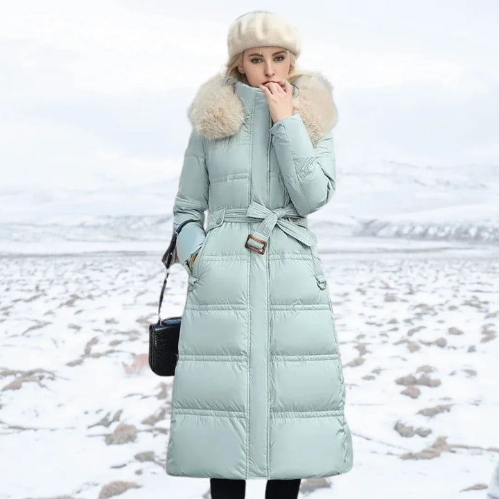 Women's Long Padded Jacket with Waterproof Feature