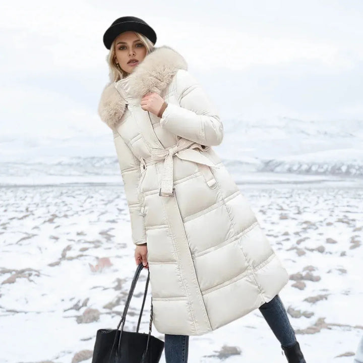 Women's Long Padded Jacket with Waterproof Feature
