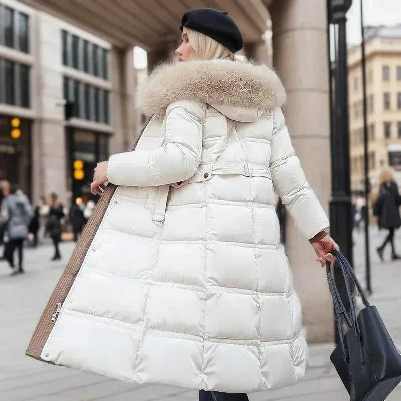 Women's Long Padded Jacket with Waterproof Feature