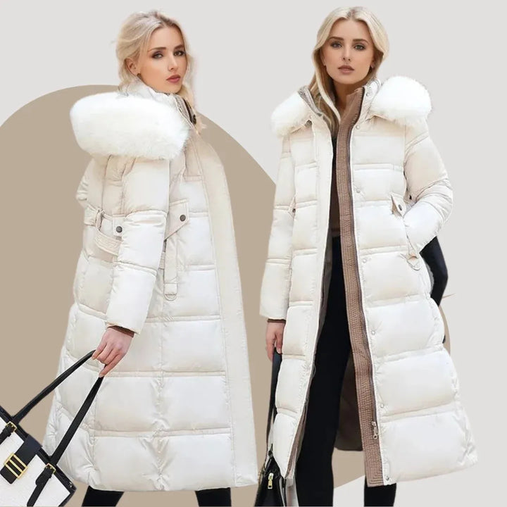 Women's Long Padded Jacket with Waterproof Feature