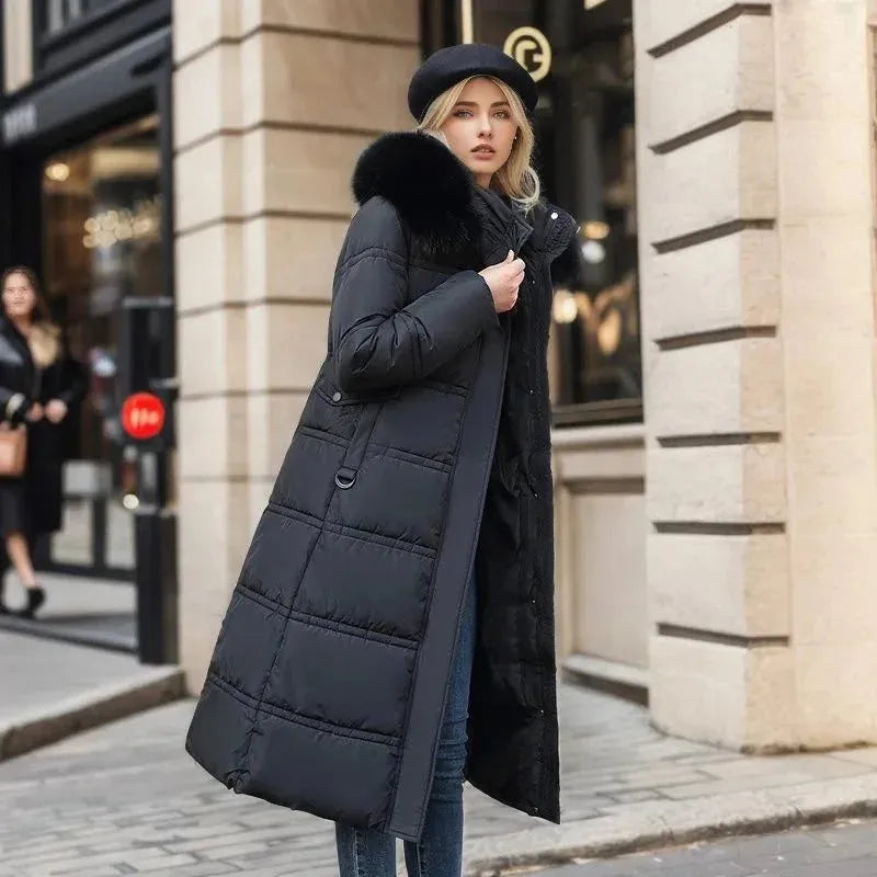Women's Long Padded Jacket with Waterproof Feature