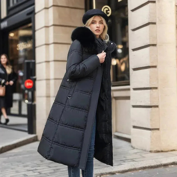 Women's Long Padded Jacket with Waterproof Feature
