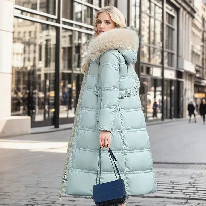 Women's Long Padded Jacket with Waterproof Feature
