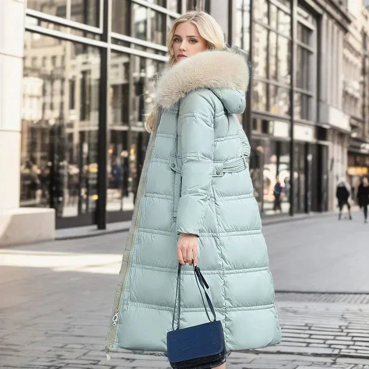 Women's Long Padded Jacket with Waterproof Feature