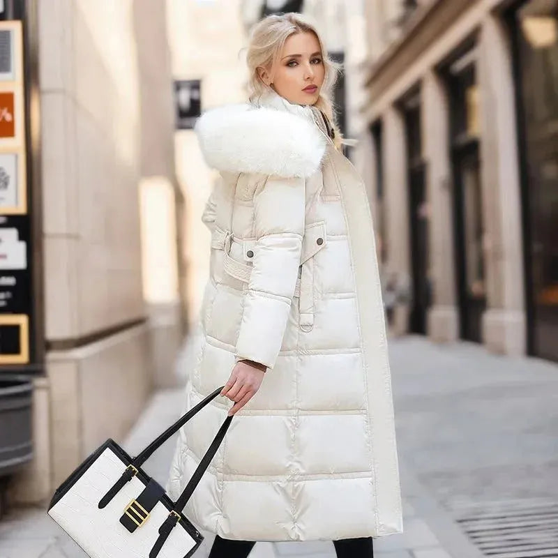 Women's Long Padded Jacket with Waterproof Feature