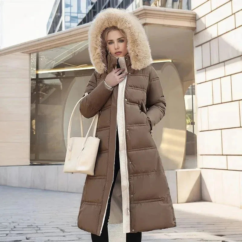 Women's Long Padded Jacket with Waterproof Feature