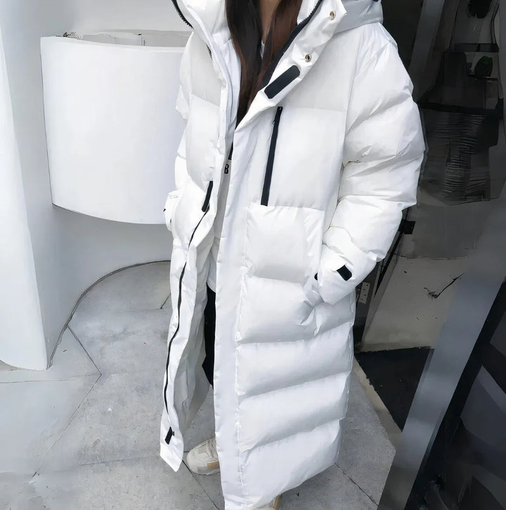 Women's Long Padded Puffer Jacket with Hood
