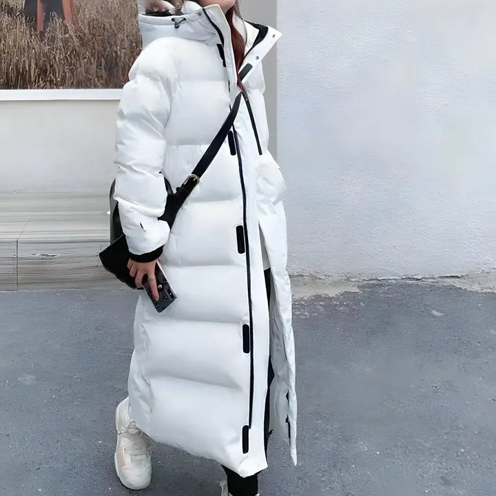 Women's Long Padded Puffer Jacket with Hood
