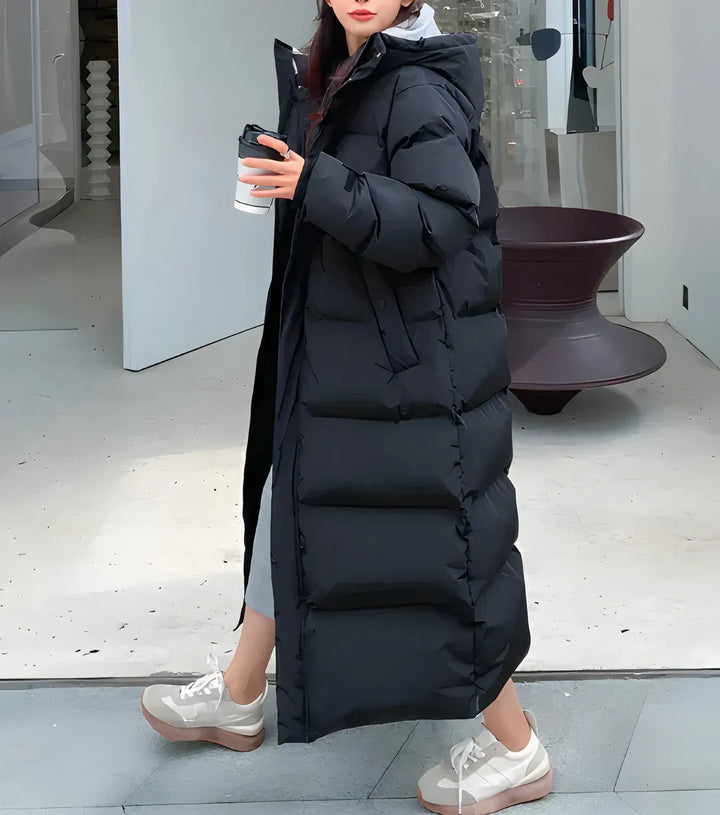 Women's Long Padded Puffer Jacket with Hood