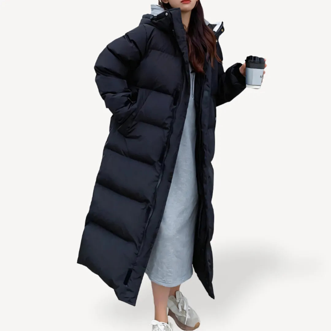 Women's Long Puffer Winter Jacket with Hood
