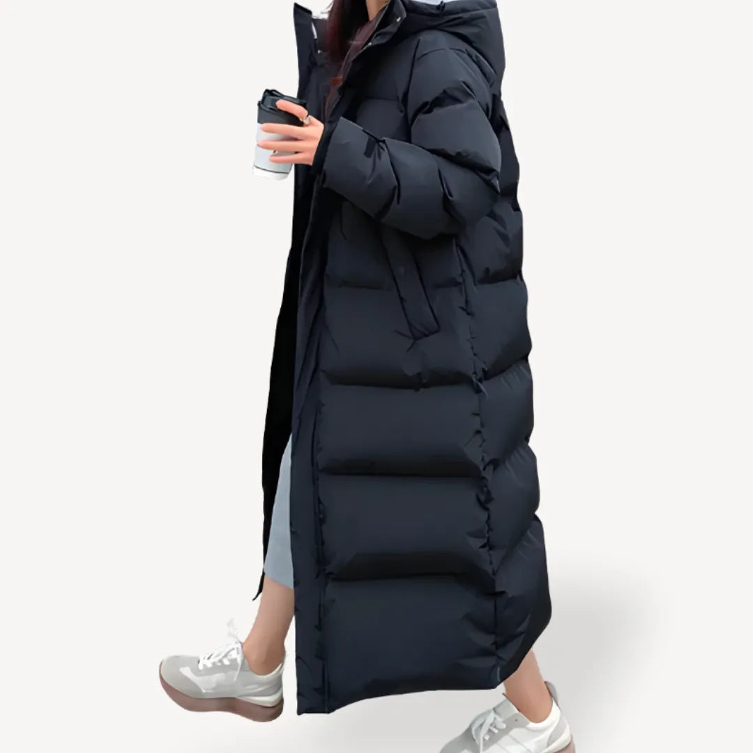 Women's Long Puffer Winter Jacket with Hood