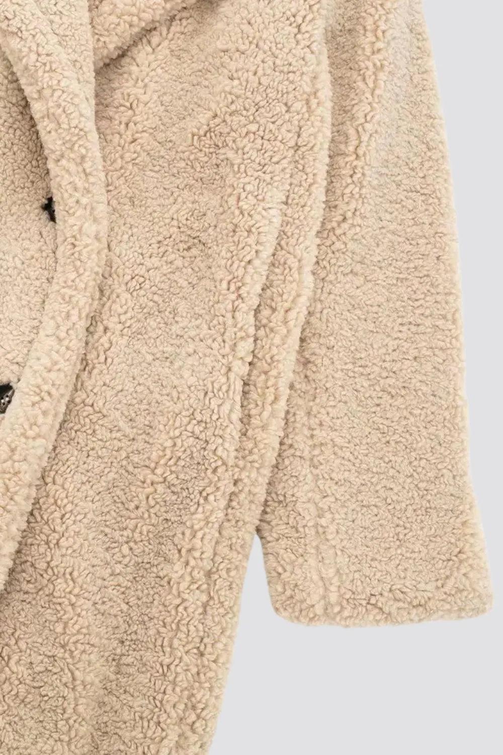 Women's Long Teddy Winter Jacket with Double Breasted
