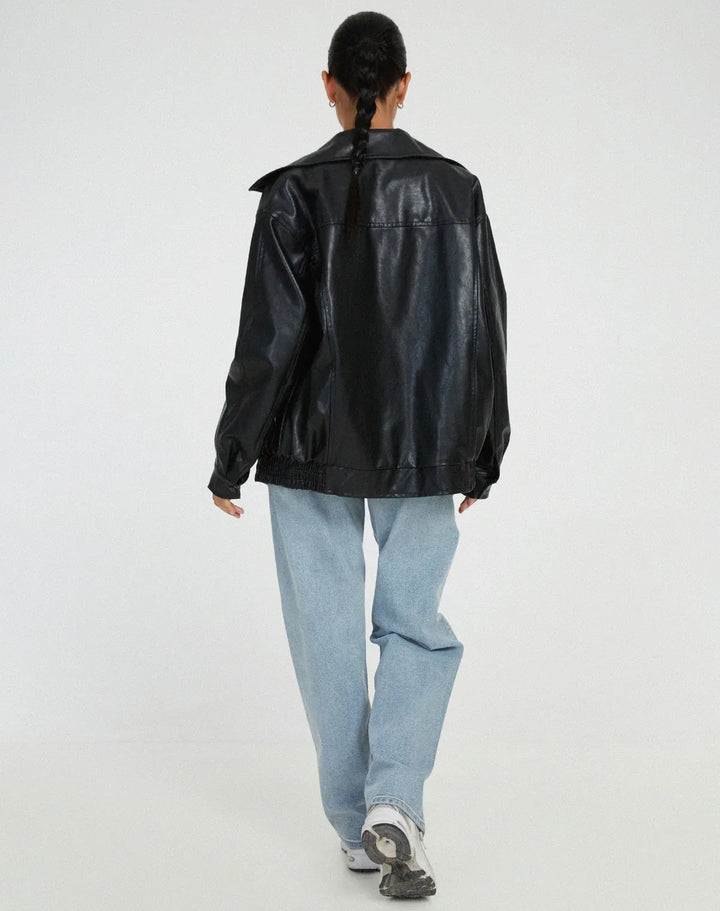 Women's Oversized Casual Jacket with Zip-Up